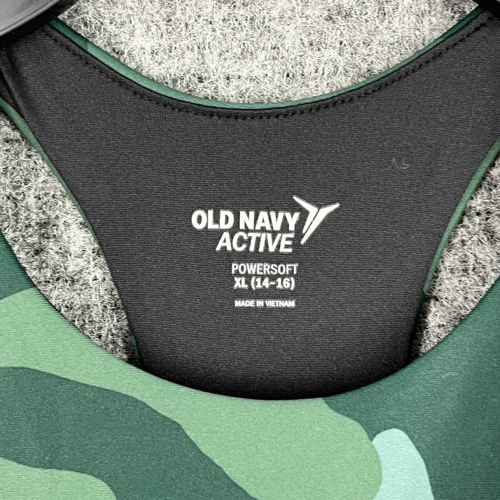 Old Navy Sports Bra Girls XL Camo PowerSoft‎ Longline Athletic Fitness Studio